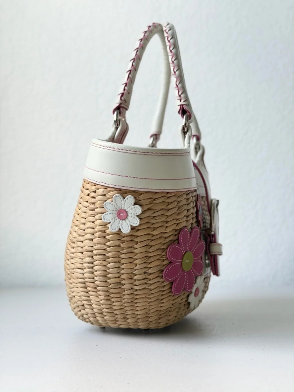 Y2K Coach Soho Straw Floral Basket Tote - Picture 11 of 16